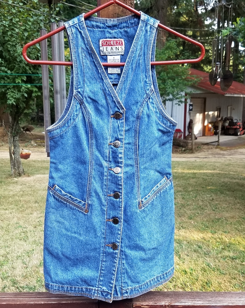 Vintage SQUEEZE JEANS Denim KIDS Dress - Size 8
